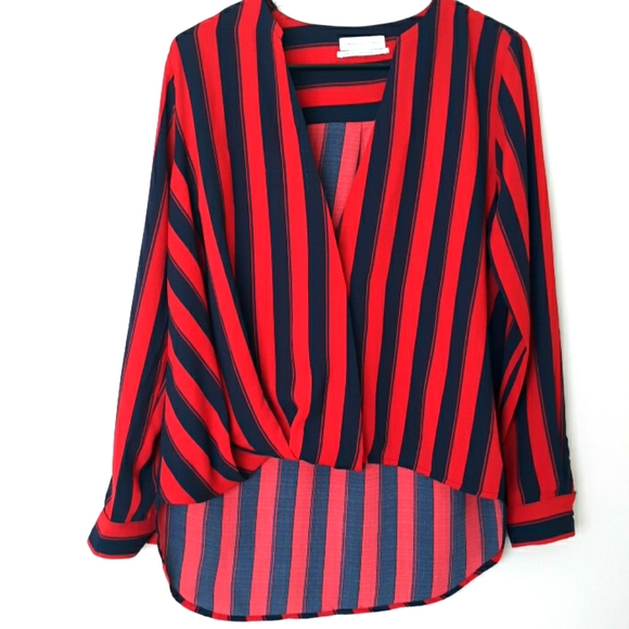 Urban Outfitters Tops - Urban Outfitters blue/red hi-lo top size M